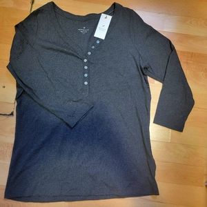 Denver Hayes NWT Women's 3/4 Sleeve Fitted Henley Shirt Size Large